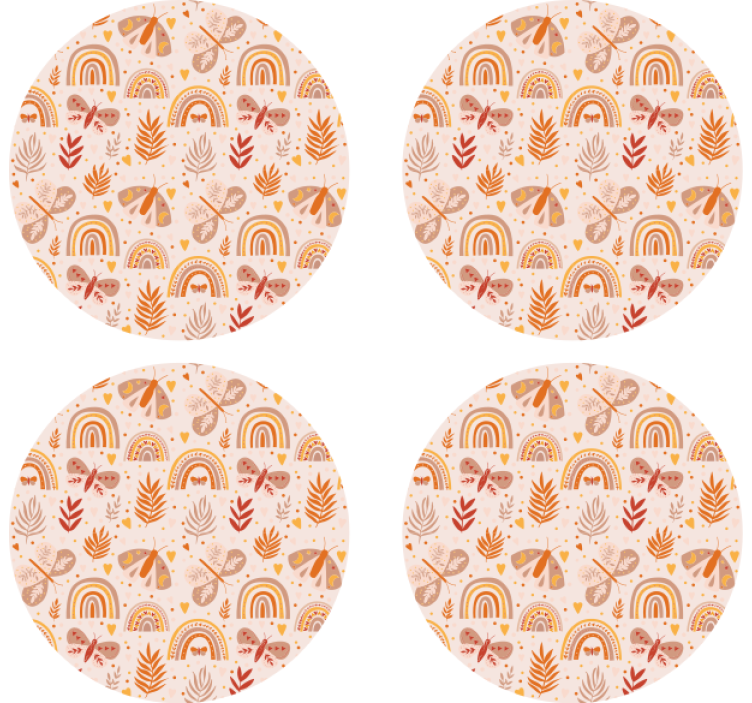 Posavasos vintage Mariposas y arcoiris boho - TenVinilo