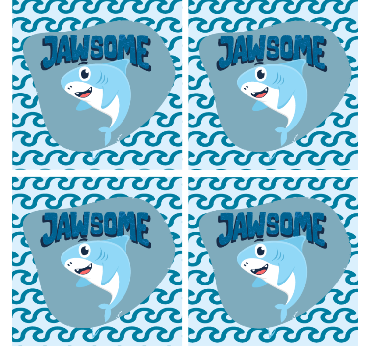 Portavasos frikis tiburón de dibujos con olas - TenVinilo