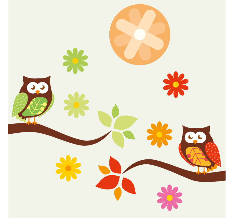 Portavasos frikis búhos y flores coloridas - TenVinilo