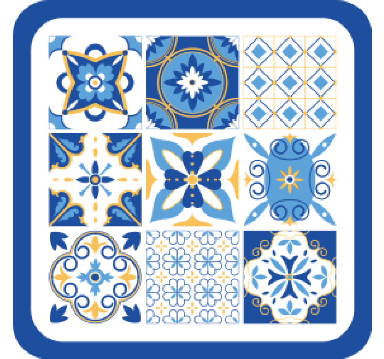 Posavasos azulejo Estilo mediterráneo azul - TenVinilo