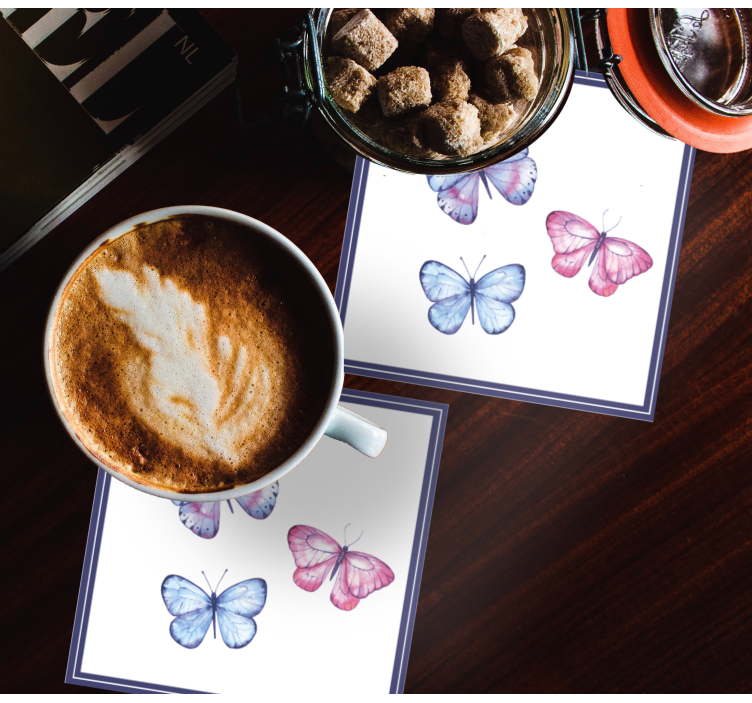 Mariposas rosadas y azules más posavasos - TenVinilo