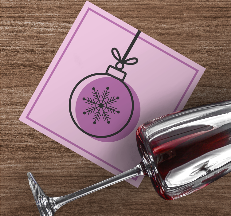 Posavasos navideño Bola de copo de nieve rosa - TenVinilo