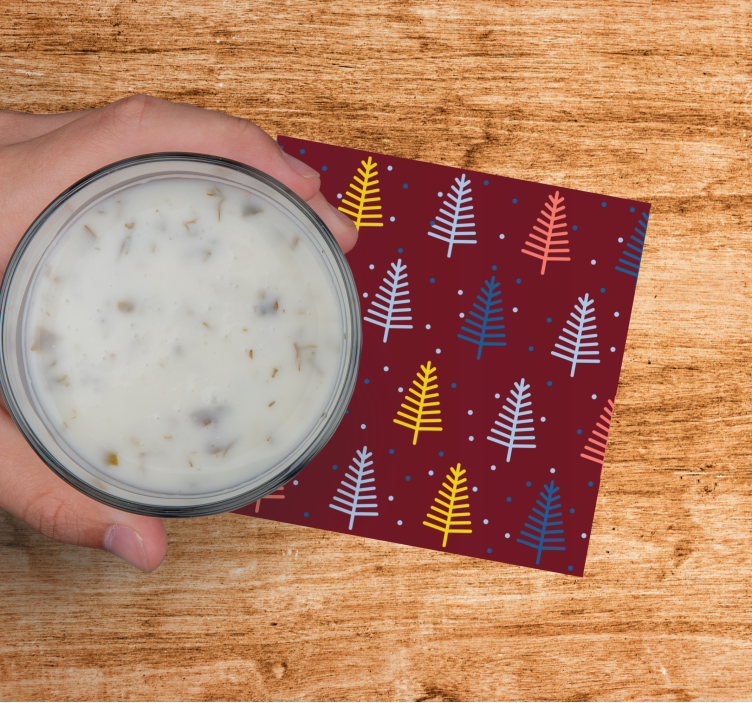 Posavasos navideño Patrón de árboles de navidad dibujados a mano - TenVinilo