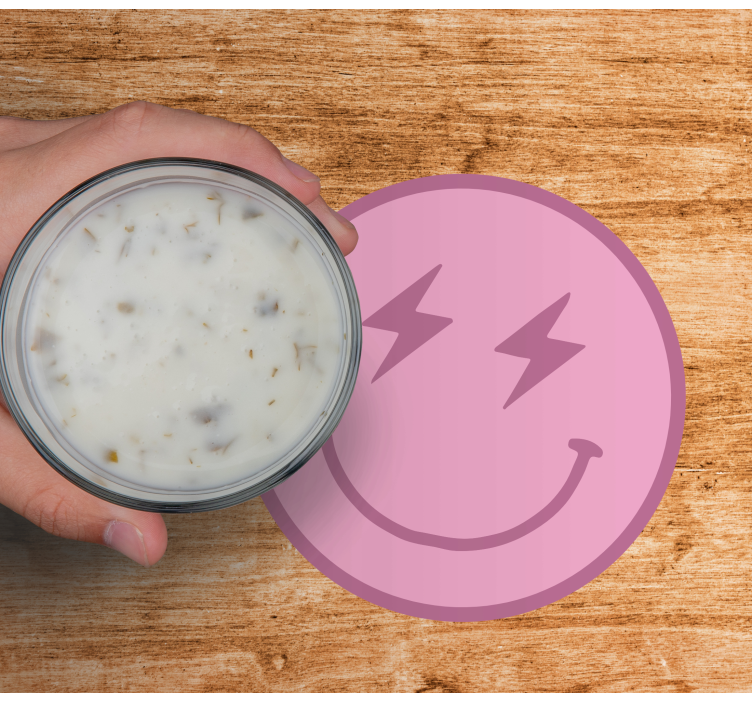 Posavasos moderno Cara sonriente del rayo rosa - TenVinilo