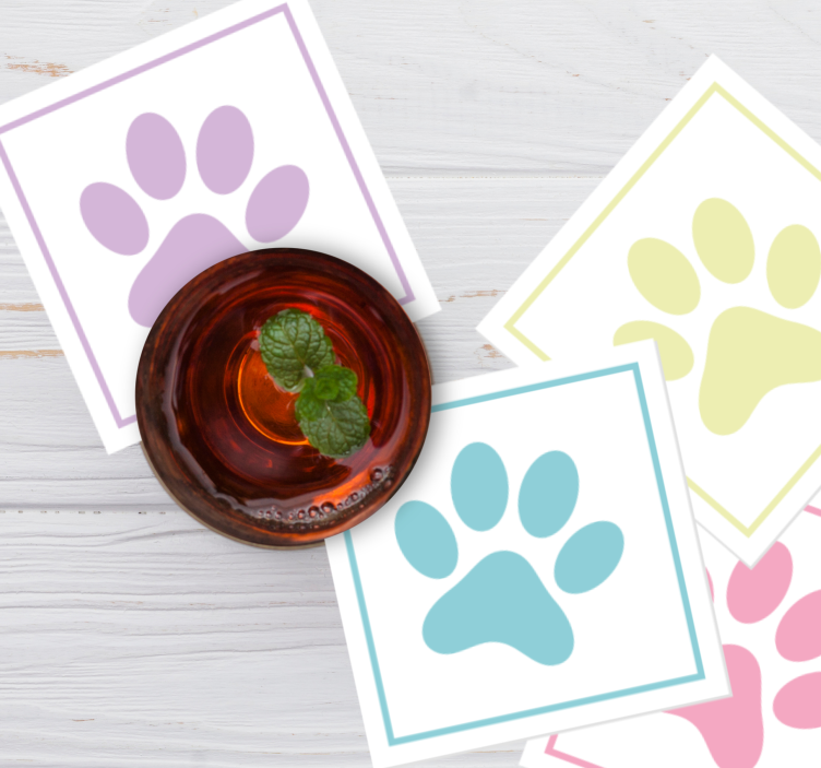 Posavasos moderno Fantásticas patas de perro de colores - TenVinilo