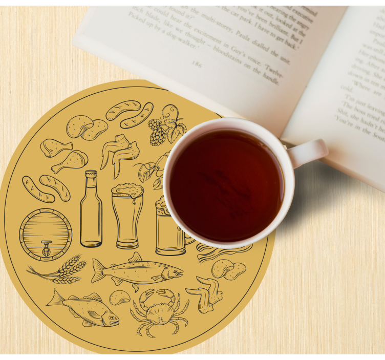 Posavasos moderno Iconos de comida en círculo - TenVinilo