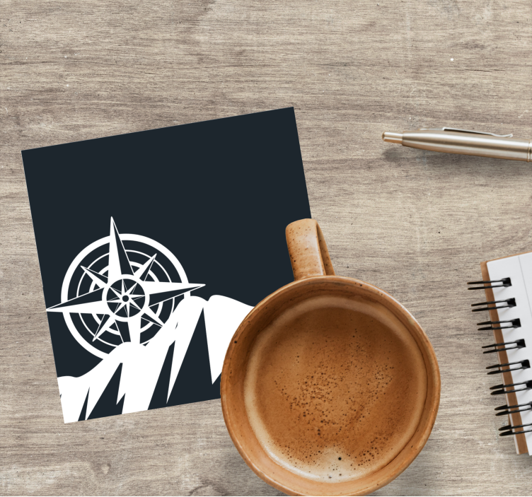 Posavasos moderno Montañas con una brújula - TenVinilo