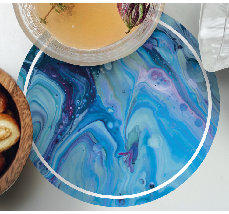 Posavasos moderno Pintura azul abstracta - TenVinilo