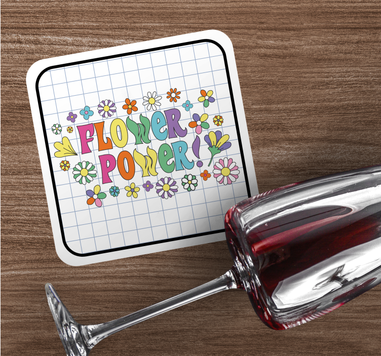 Posavasos vintage Lema de flower power con flores - TenVinilo