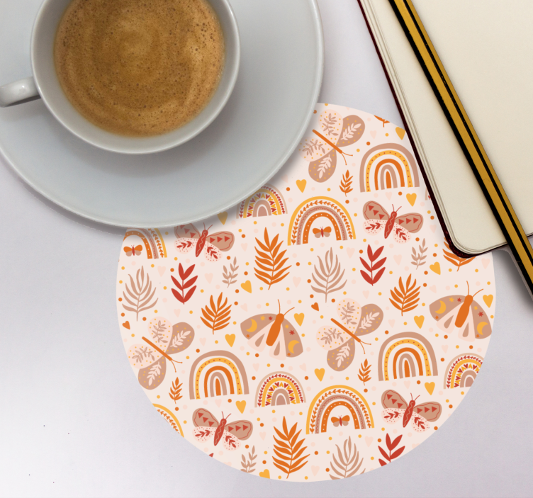 Posavasos vintage Mariposas y arcoiris boho - TenVinilo