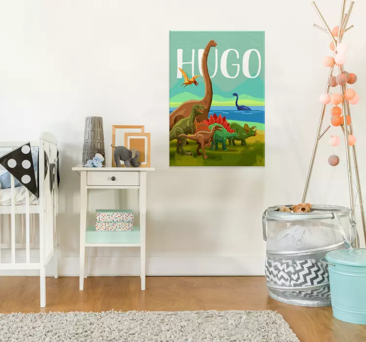 Cartel de nombre personalizado de dinosaurio - TenVinilo
