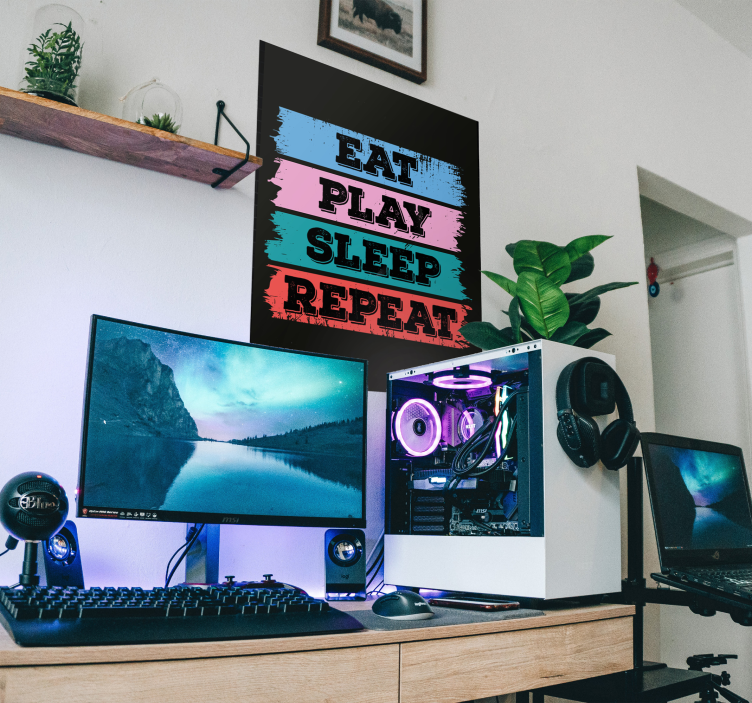 Juego comer dormir cartel imprimir - TenVinilo