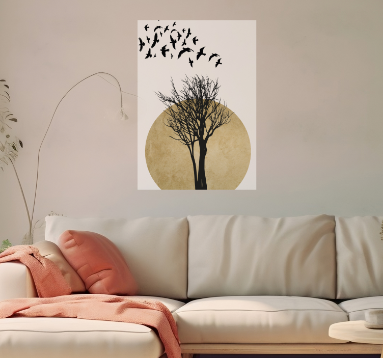 Poster árboles silueta de árbol con pájarosSilueta de árbol con p - TenVinilo