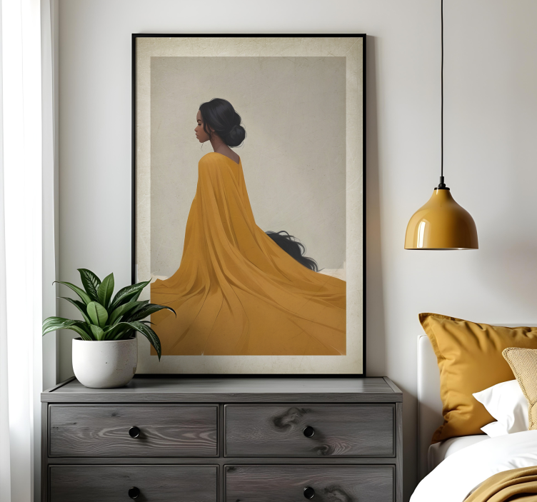 Poster arte dama con vestido naranja - TenVinilo