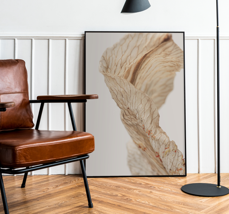 Poster minimalista fotografía macro de una hoja - TenVinilo