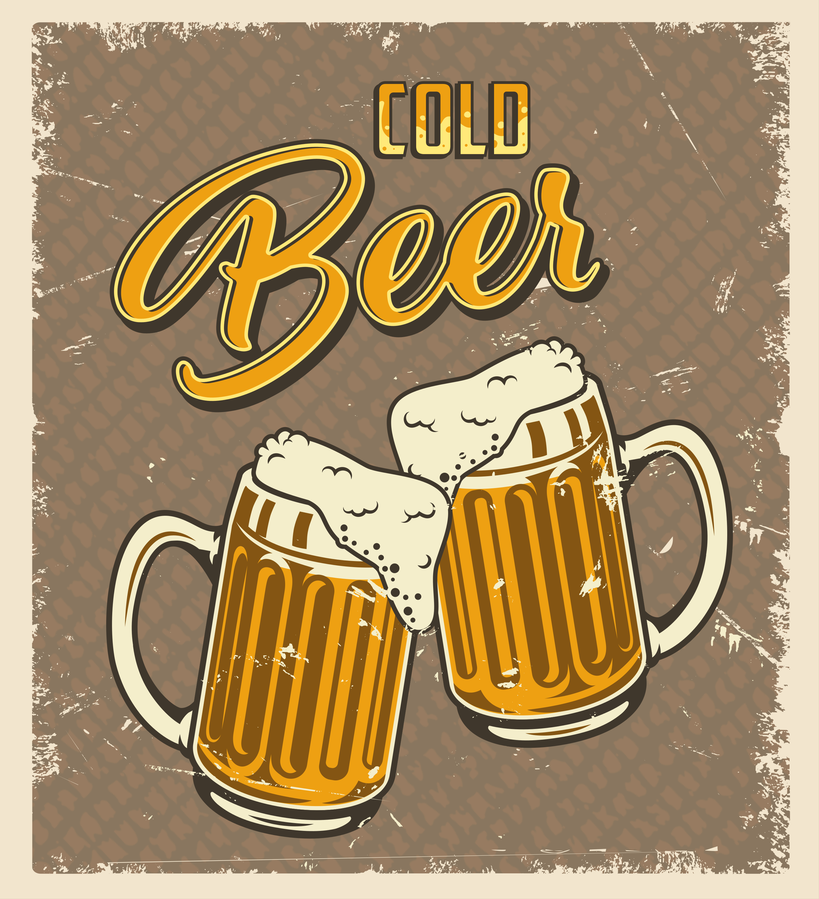 Poster cocina cerveza fría efecto retro sucio - TenVinilo