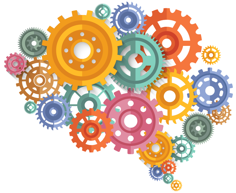 Poster oficina ruedas de colores en el cerebro - TenVinilo