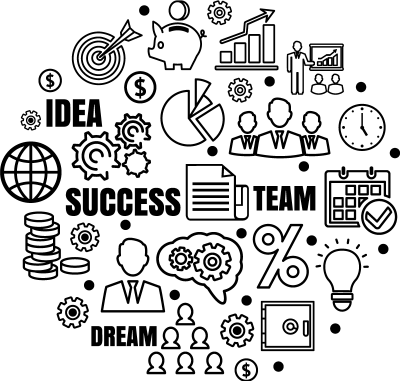 Poster oficina ideograma de negocio - TenVinilo