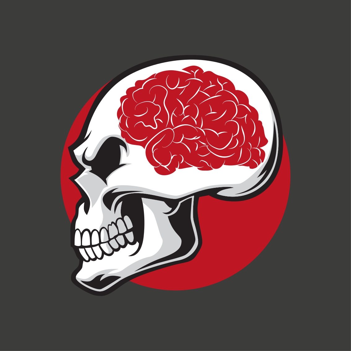 Poster habitación juvenil calavera roja con cerebro - TenVinilo