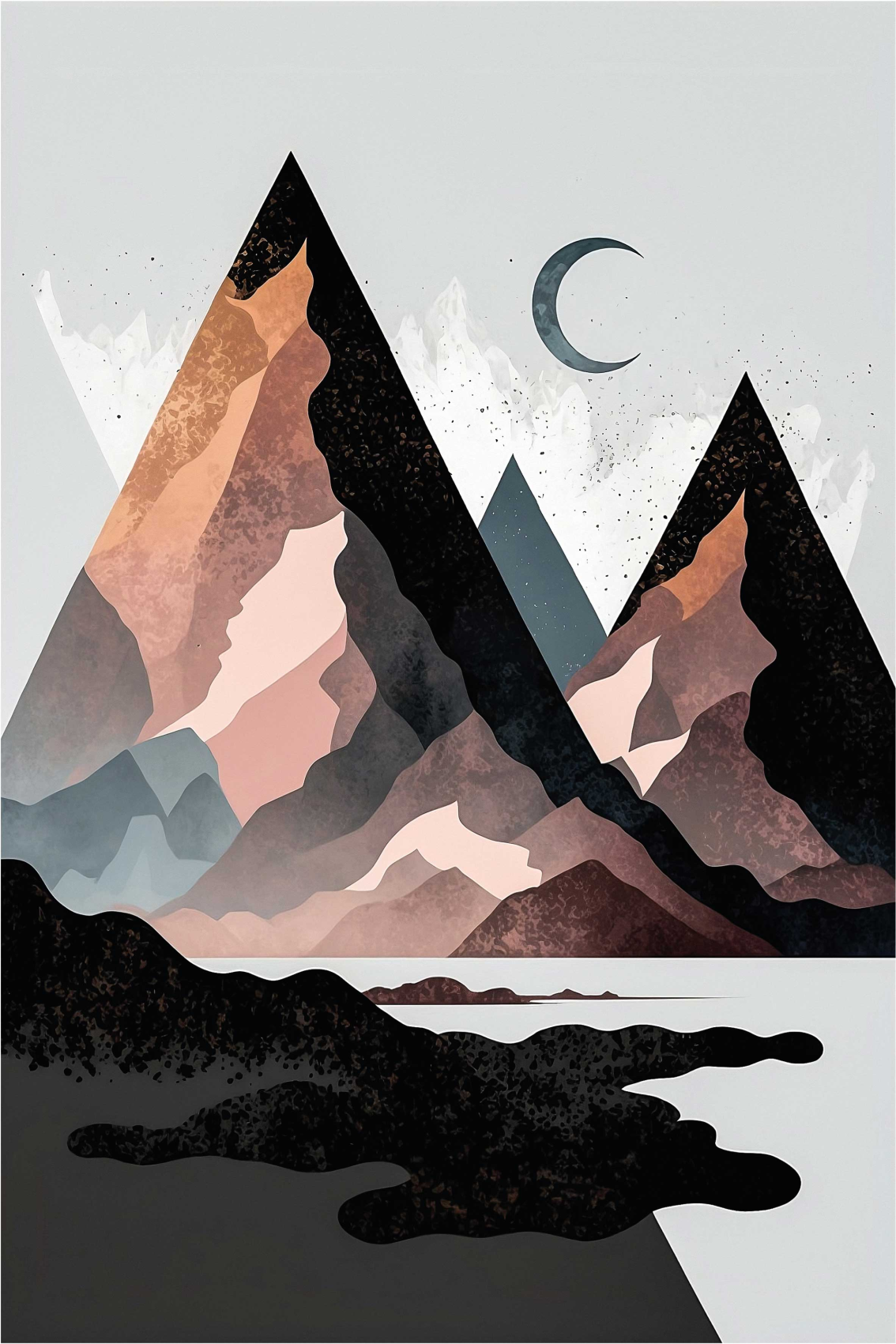 Poster salón montañas geométricas nórdicas - TenVinilo