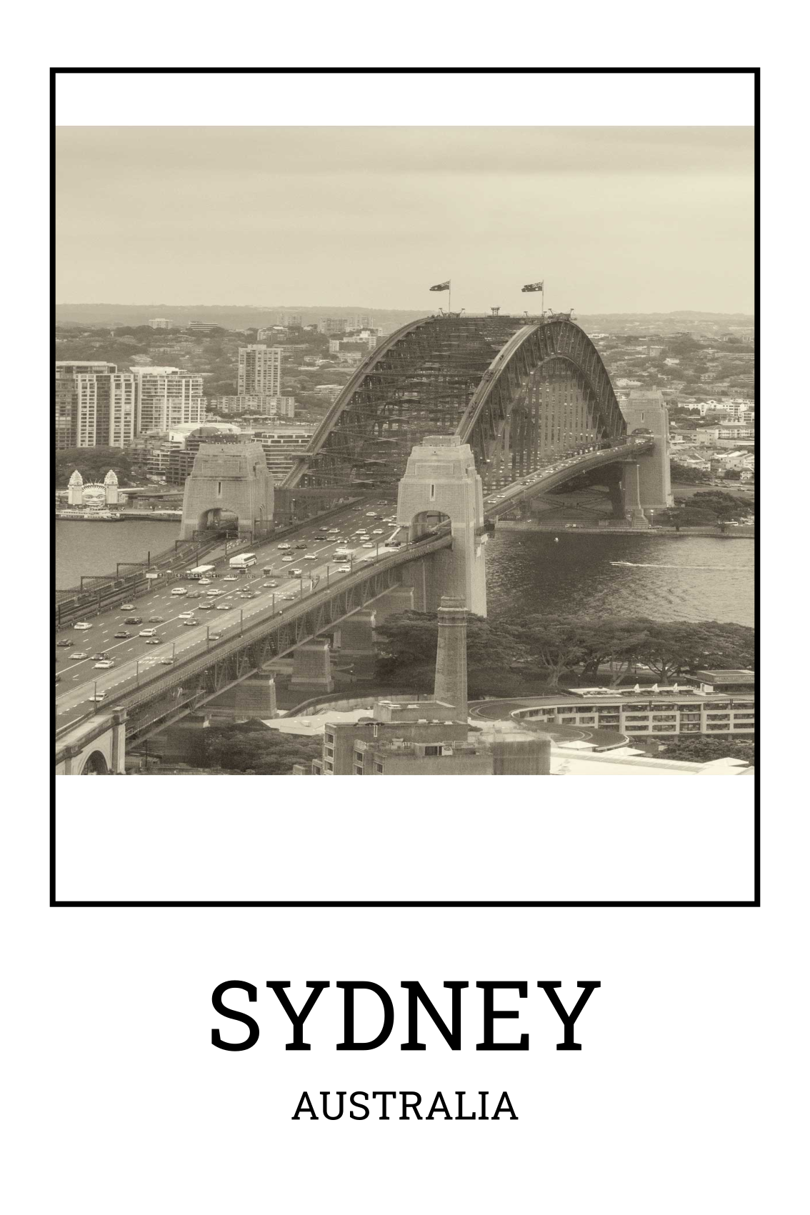 Poster salón sydney en blanco y negro - TenVinilo