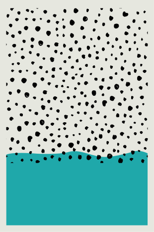 Poster salón pintura abstracta azul con puntos negros - TenVinilo