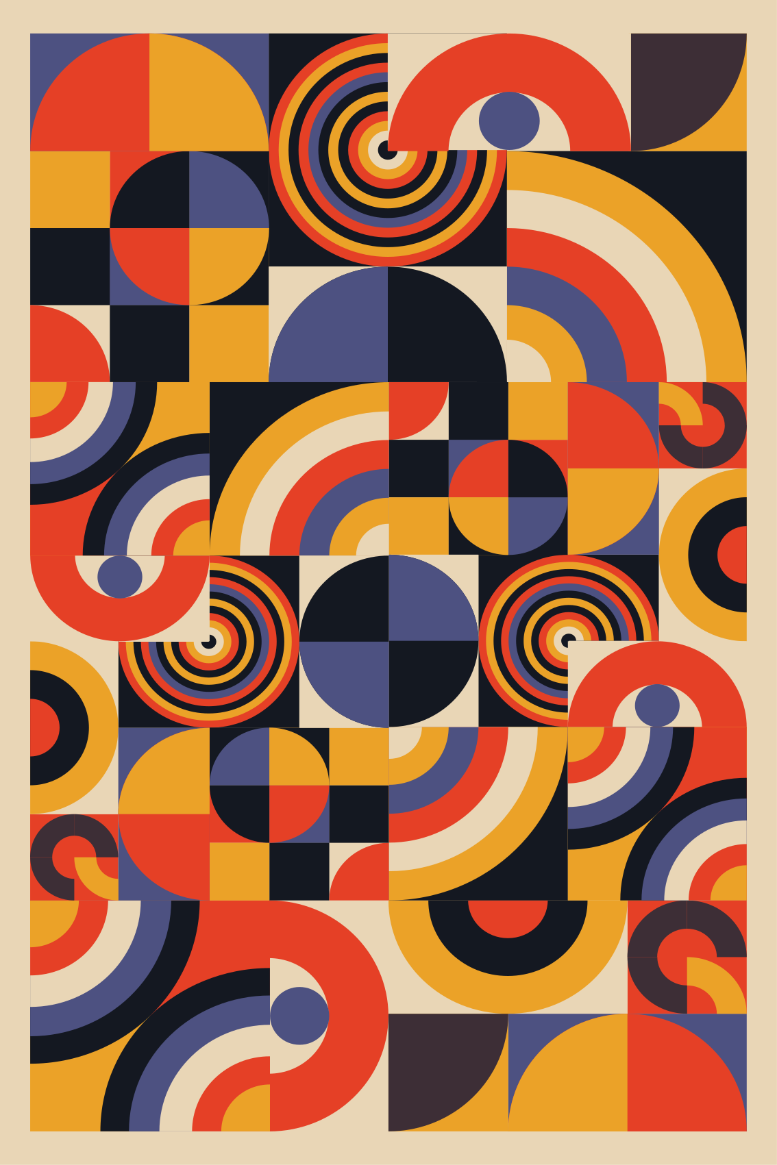 Poster salón círculos bauhaus coloridos - TenVinilo