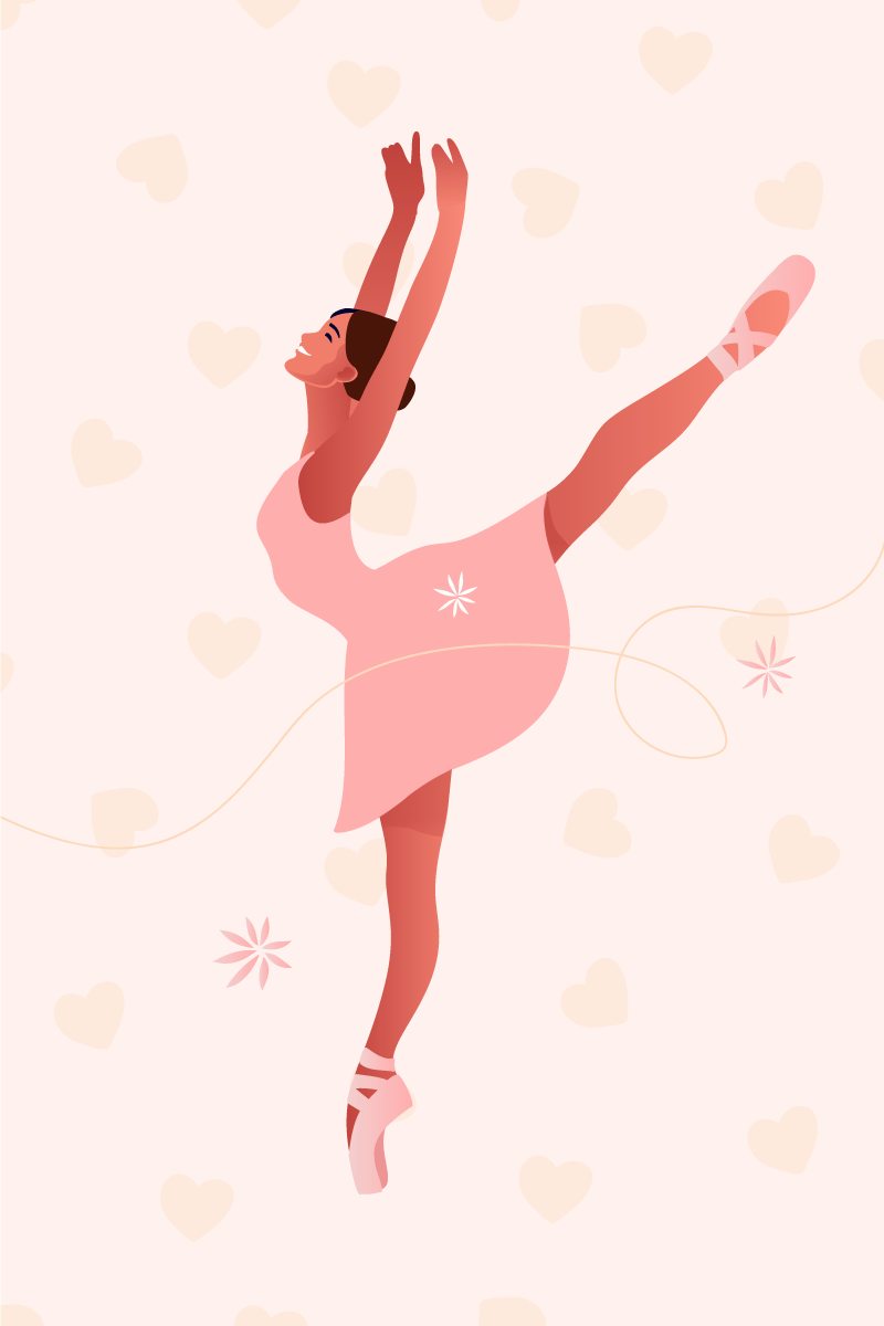 Poster dormitorio infantil bailarina con corazones - TenVinilo