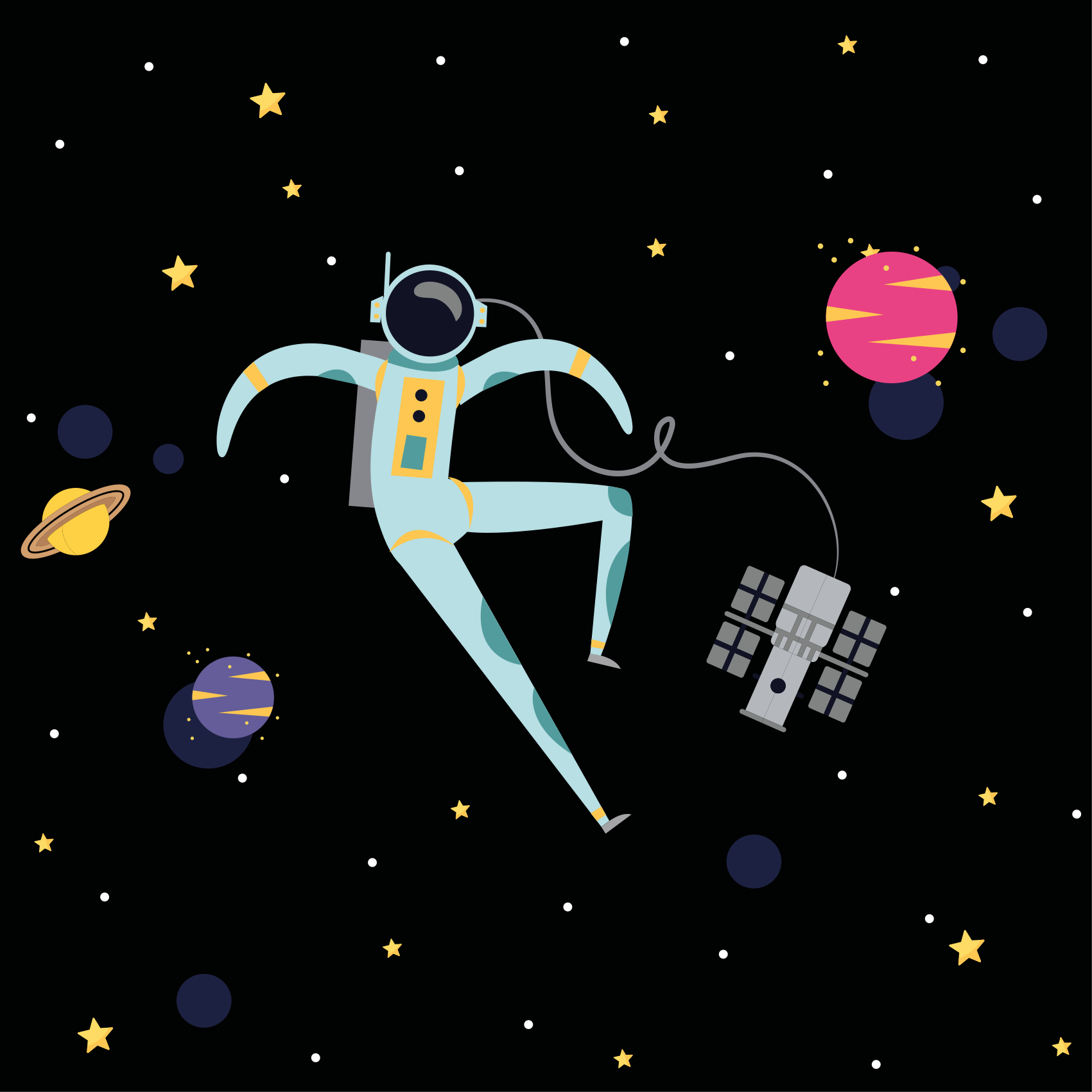 Poster dormitorio infantil astronauta flotante - TenVinilo