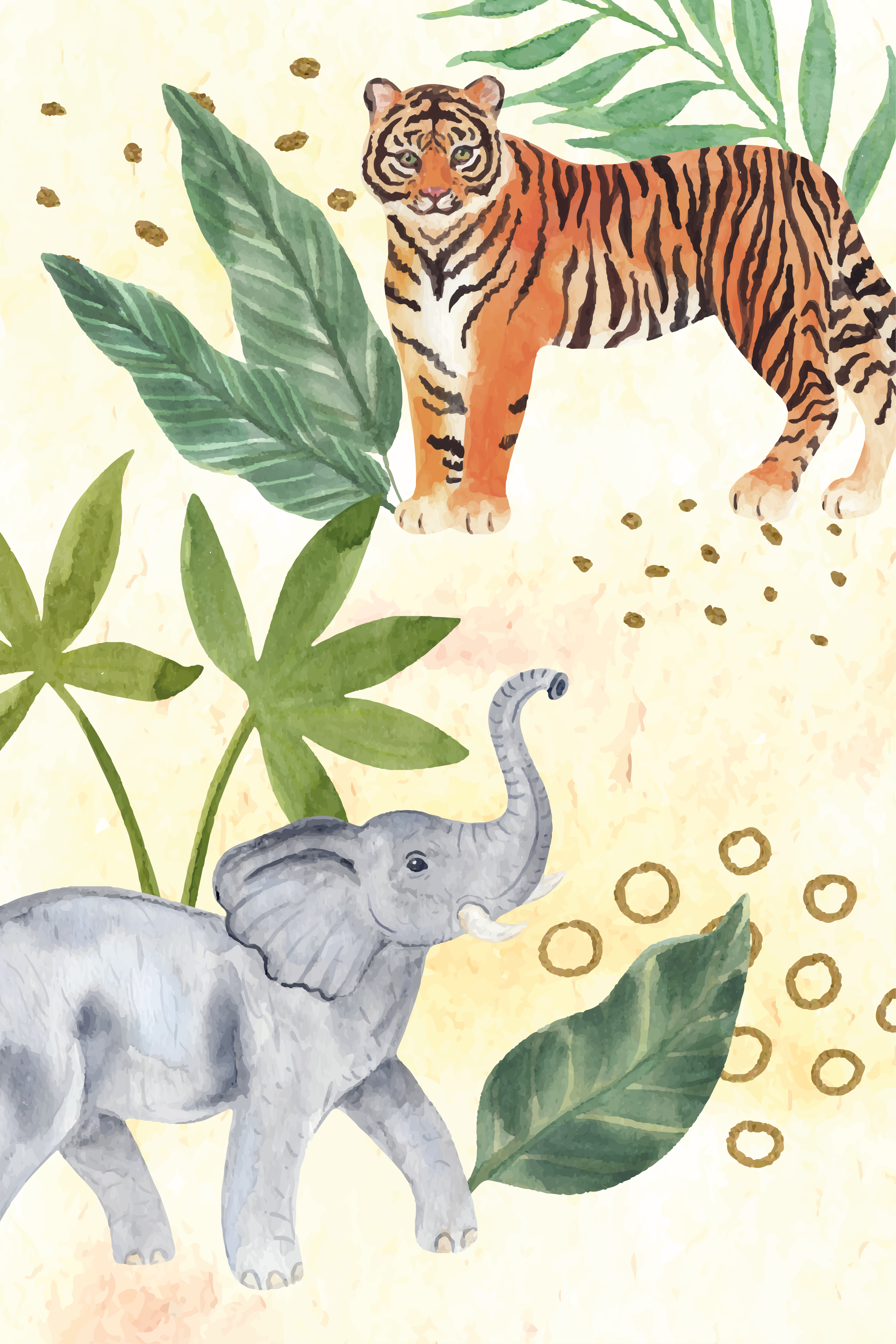 Poster dormitorio infantil animales safari acuarelados - TenVinilo