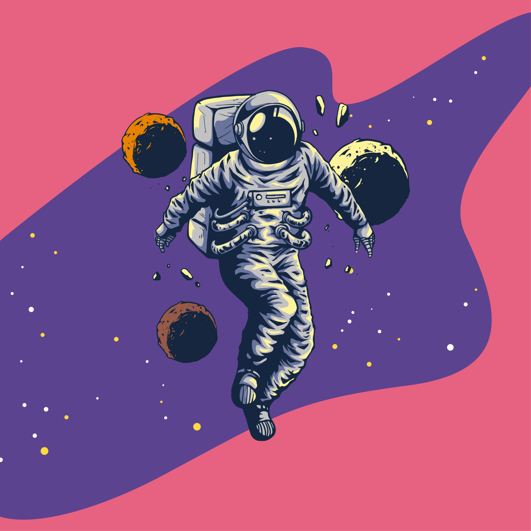Poster dormitorio infantil estilo astronauta dibujado a mano - TenVinilo