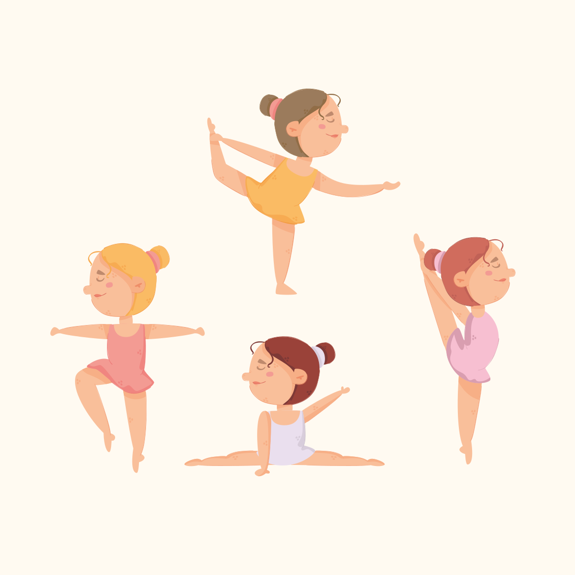 Poster dormitorio infantil juego de bailarinas estirando - TenVinilo