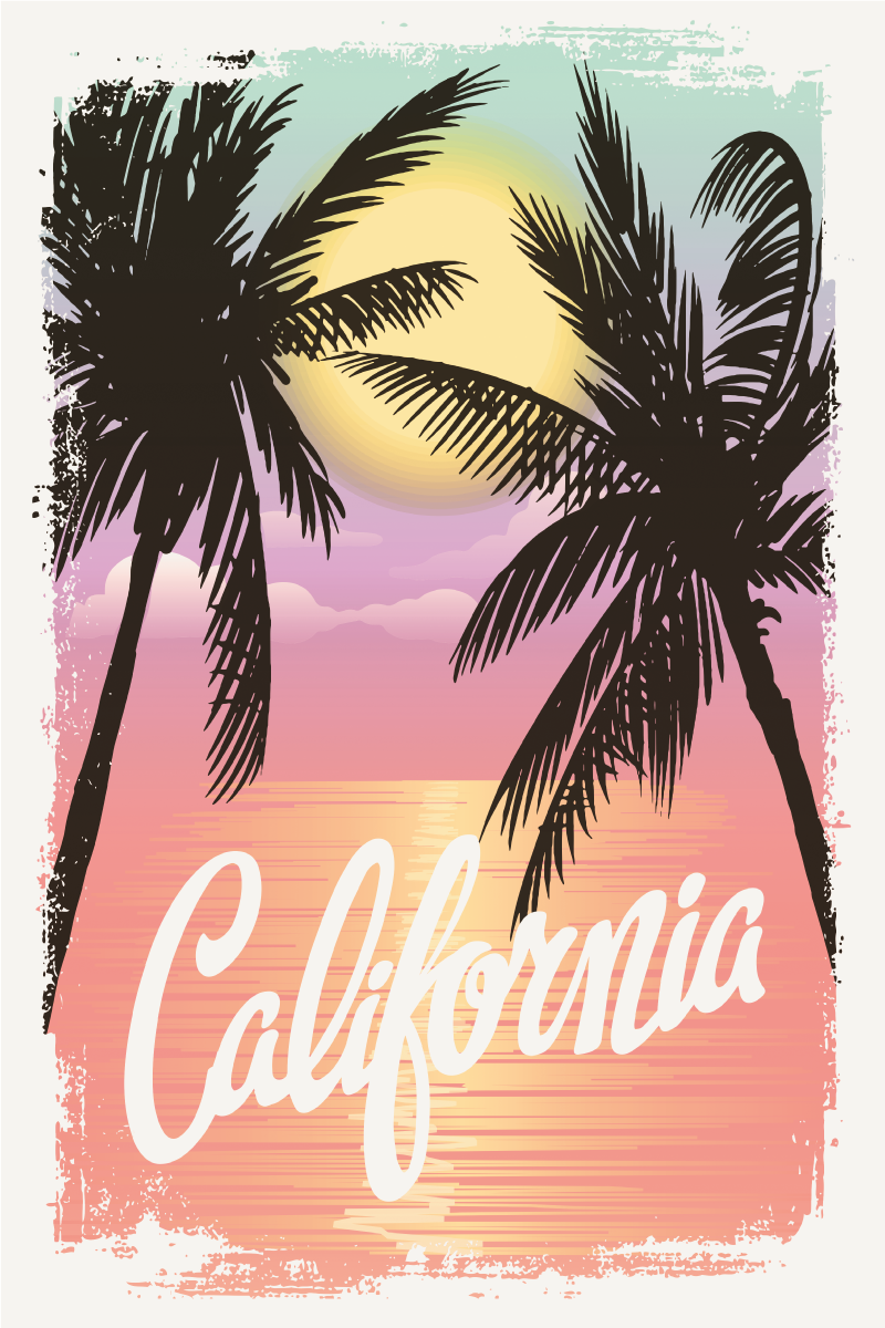 Poster ciudades atmósferas de atardecer californiano - TenVinilo