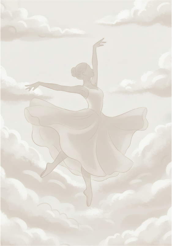 Poster minimalista persona danzando en las nubes - TenVinilo