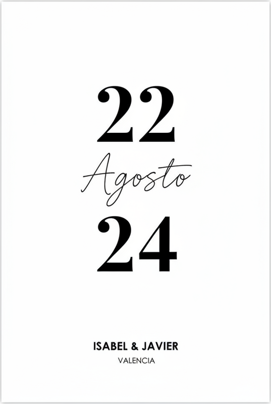Poster personalizable fecha de boda minimalista - TenVinilo