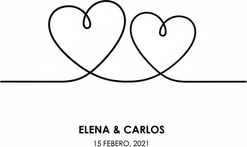 Poster personalizable corazón de línea sencilla - TenVinilo