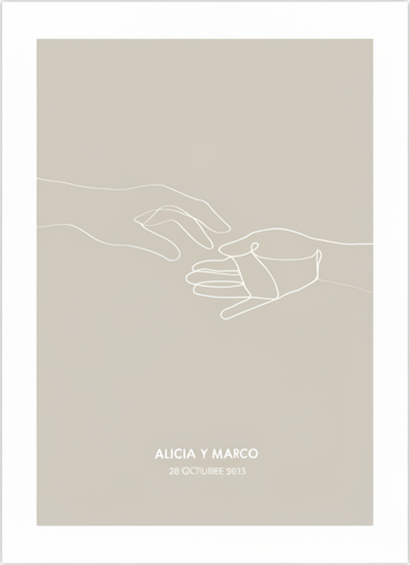 Poster personalizable manos minimalistas alcanzando - TenVinilo