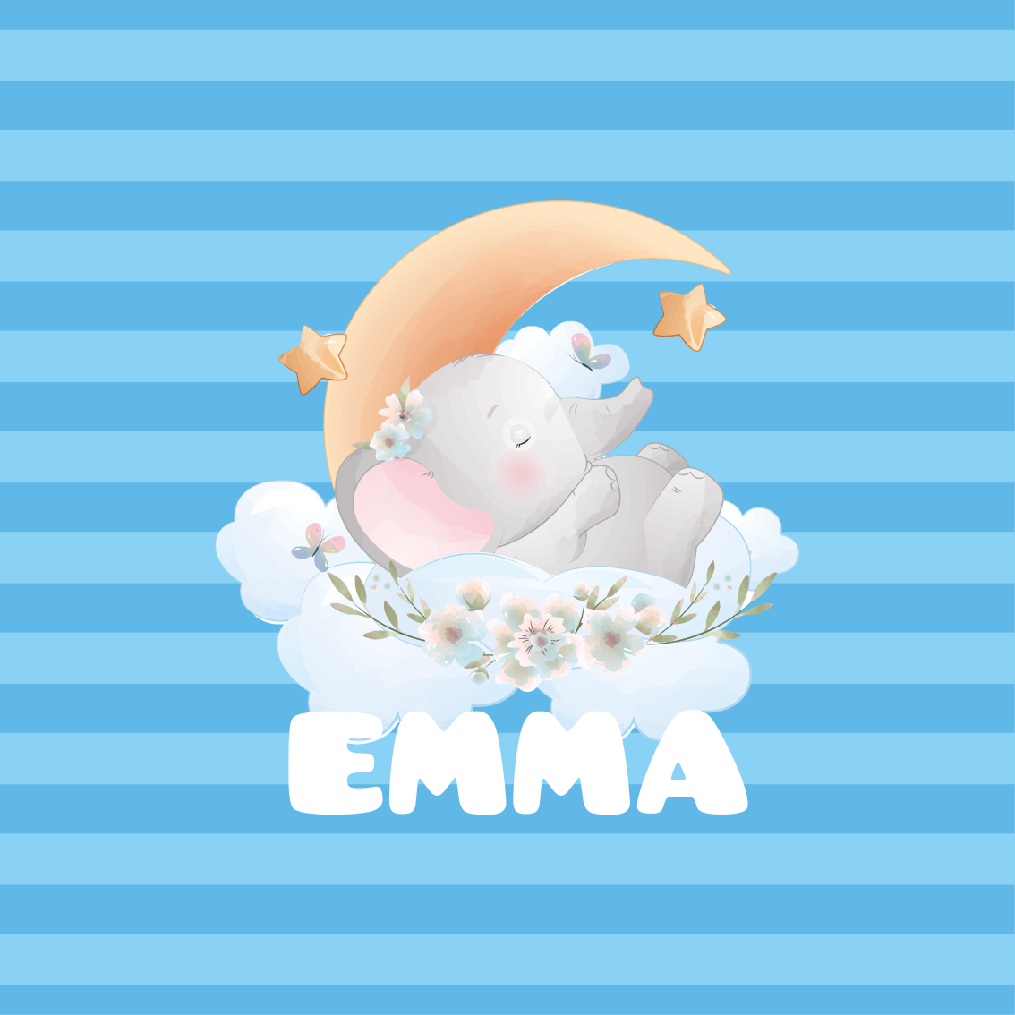 Poster personalizable sueños de elefante durmiente - TenVinilo