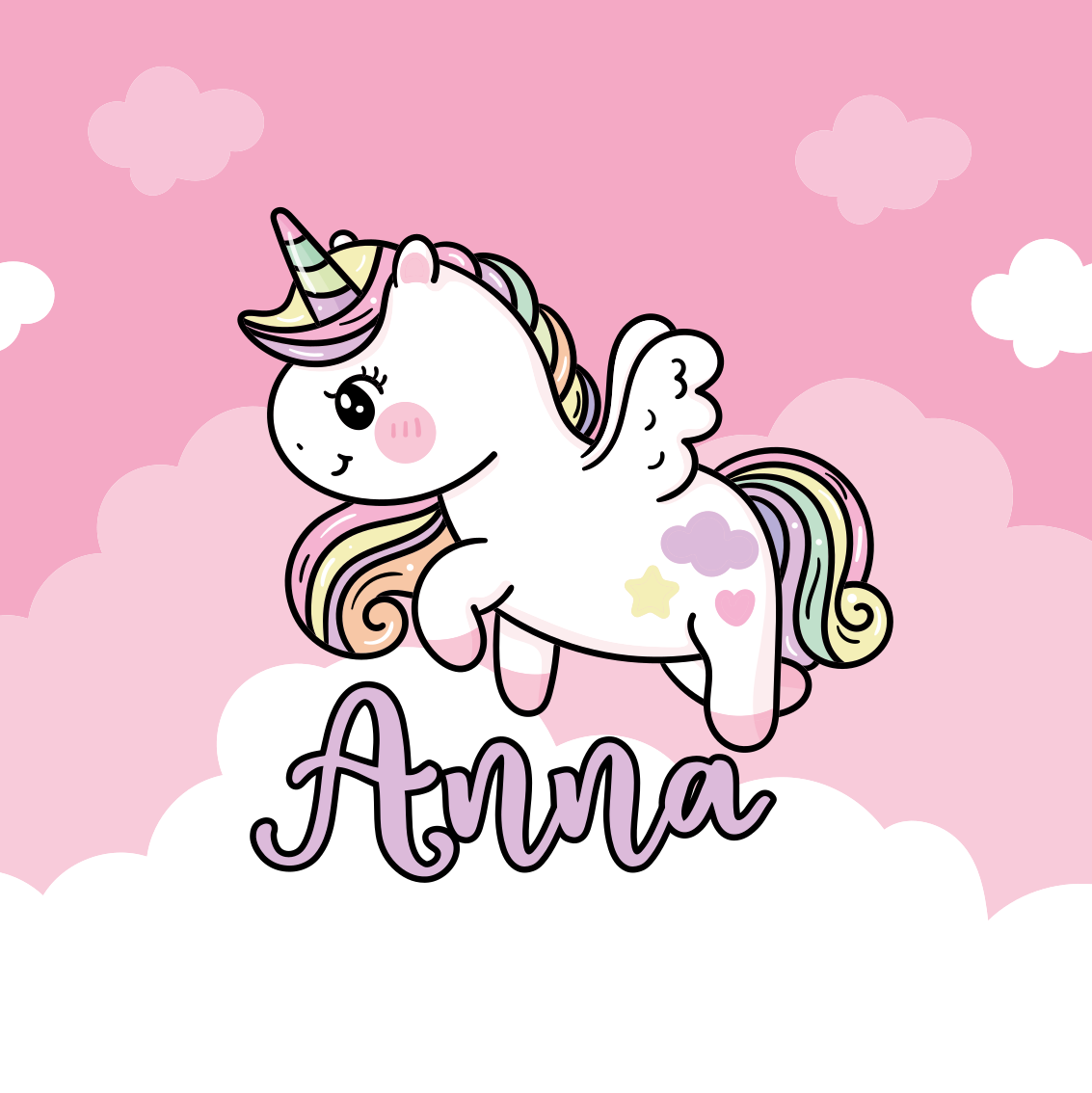 Poster personalizable fantasía de unicornio lindo - TenVinilo