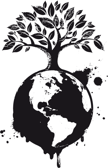 Poster árboles vinilo decorativo globo y árbol - TenVinilo