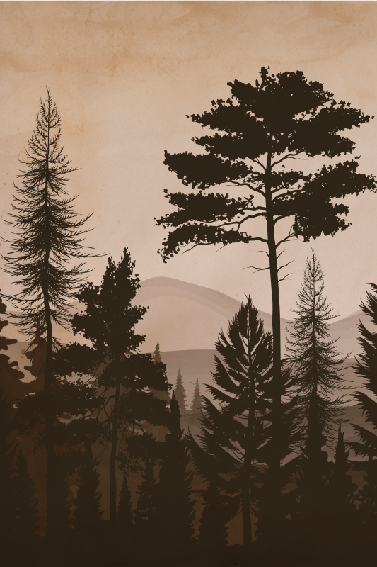 Poster árboles bosque cálido de estilo escandinavo - TenVinilo