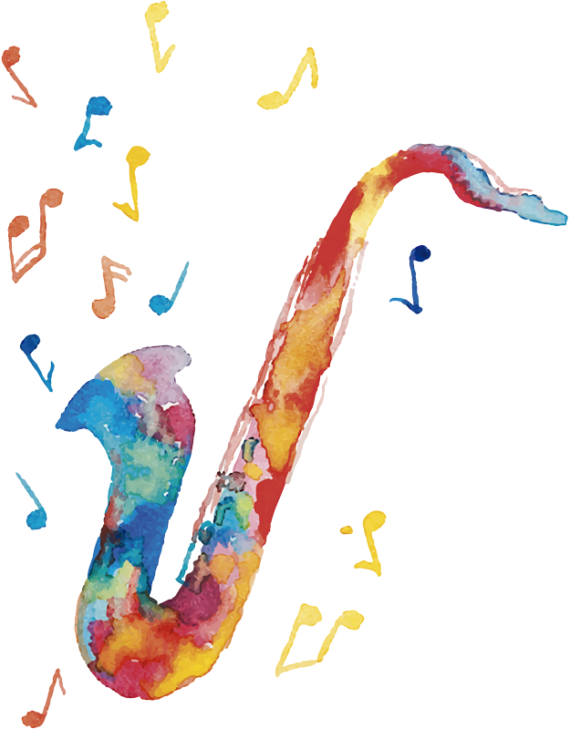 Poster musicales saxofón de colores - TenVinilo