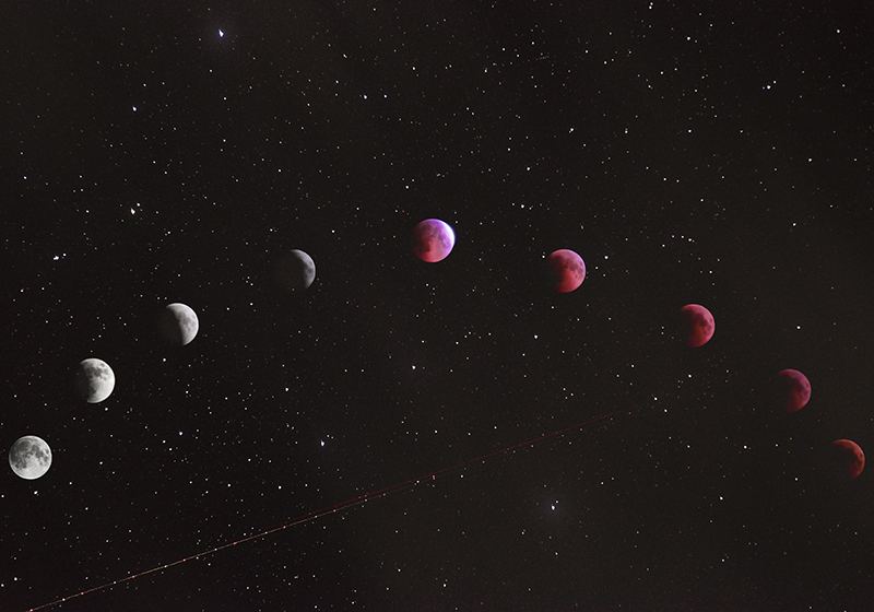 Poster paisajes fases lunares con fondo galaxia - TenVinilo