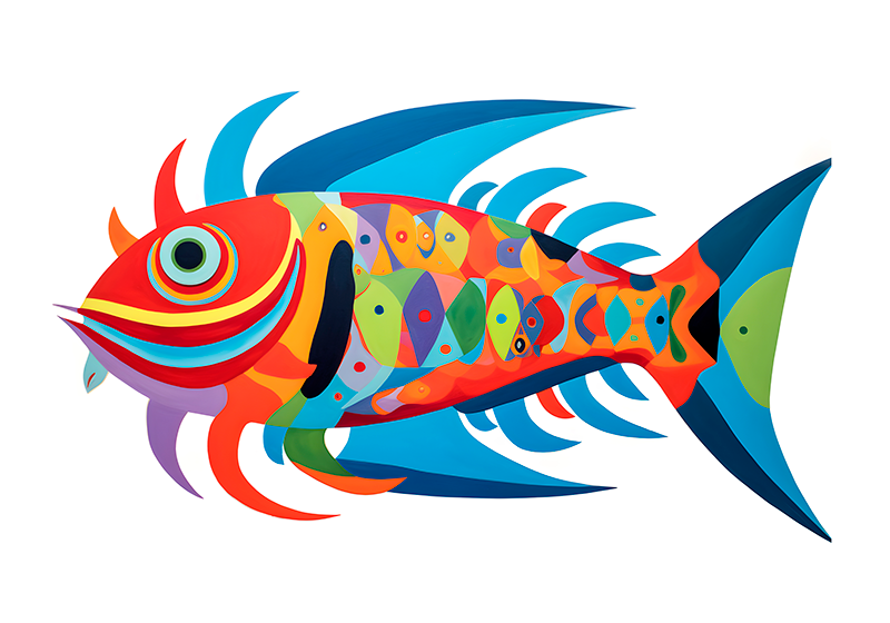 Poster arte pez multicolor - TenVinilo