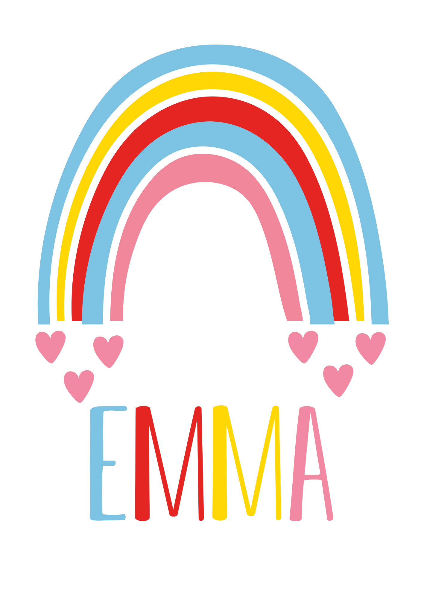 Arcoíris con cartel personalizado con el nombre - TenVinilo
