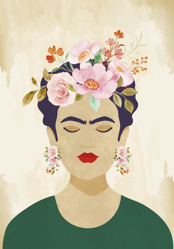 Poster arte mujer con flores - TenVinilo