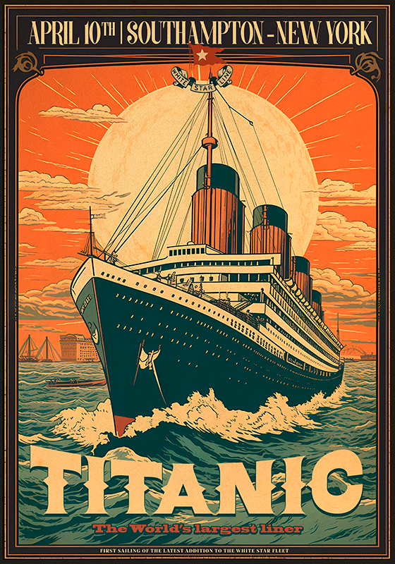 Poster vintage el viaje inaugural del titanic - TenVinilo