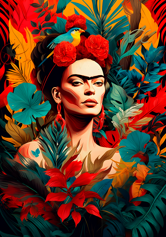 Poster arte autorretrato al estilo mexicano. - TenVinilo