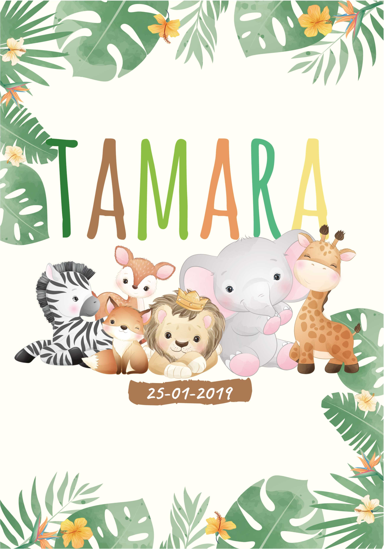 Poster dormitorio infantil animales de la selva personalizados - TenVinilo