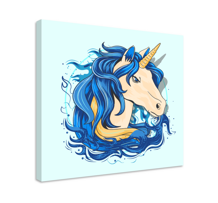 Cuadro de unicornio cabello azul - TenVinilo